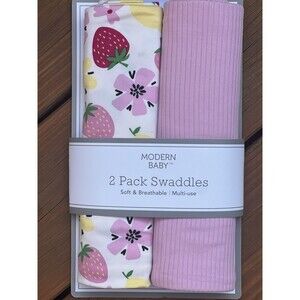 Modern Baby Pink Floral Strawberries Swaddling Blankets Newborn Stretchy Wrap